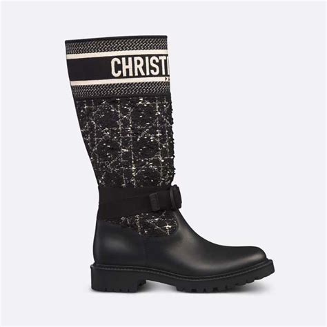 dior tweed boots|CHRISTIAN DIOR Calfskin Tweed Cannage D.